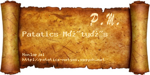 Patatics Mátyás névjegykártya